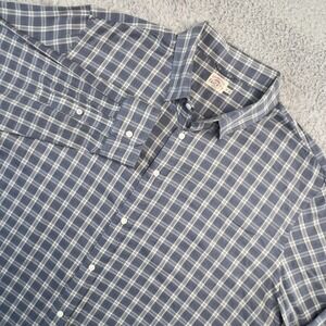 Faherty Shirt Mens 2XL Washed Blue Plaid Button Up Long Sleeve Elevated Casual